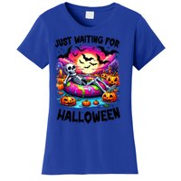 Funny Just Waiting For Halloween Skeleton Spooky Vibe Gift Women's T-Shirt