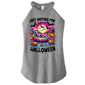 Funny Just Waiting For Halloween Skeleton Spooky Vibe Gift Women's Perfect Tri Rocker Tank