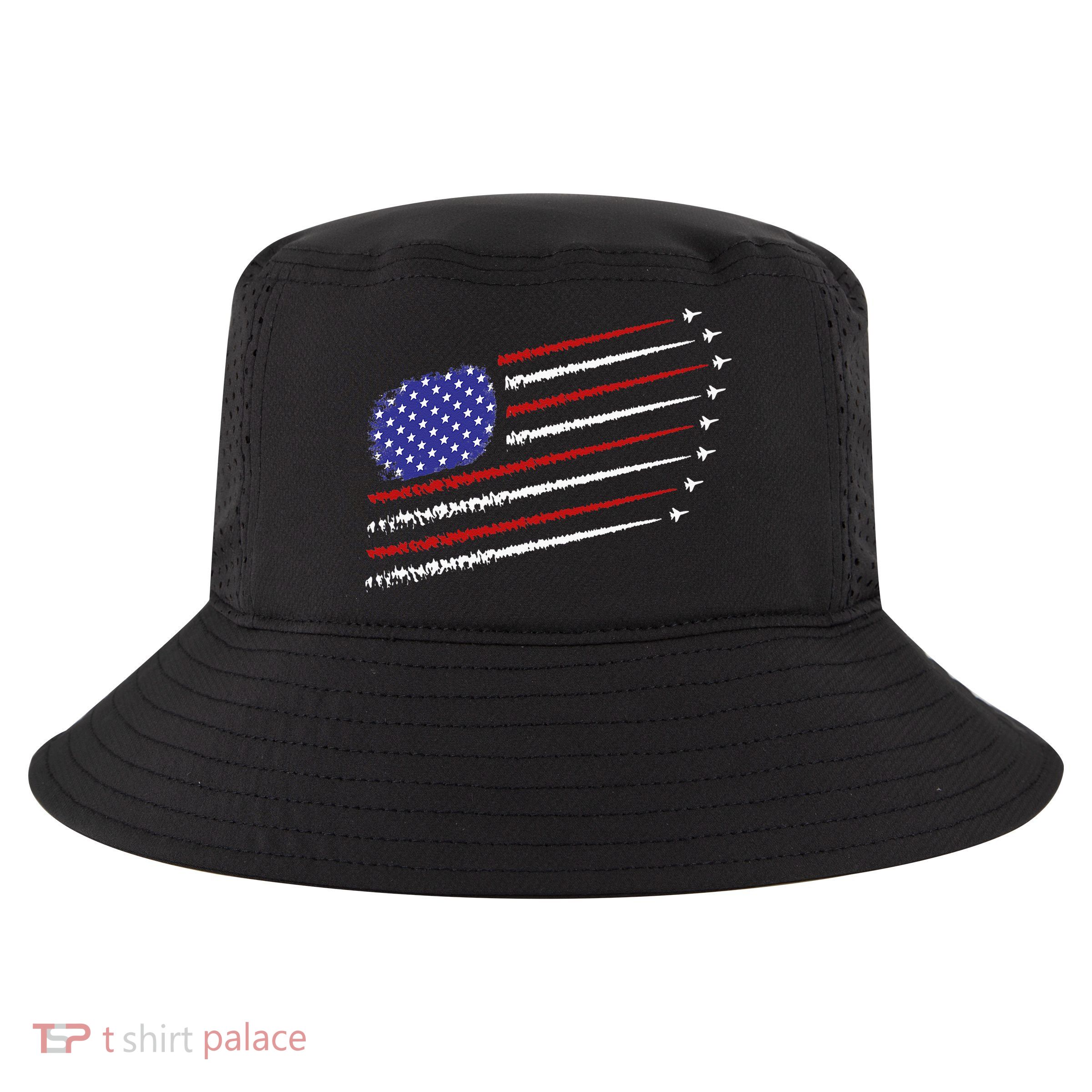 Fighter Jets With USA American Flag 4th Of July Celebration Cool Comfort Performance Bucket Hat