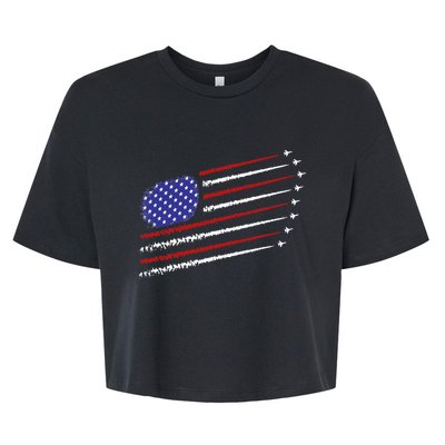 Fighter Jets With USA American Flag 4th Of July Celebration Bella+Canvas Jersey Crop Tee