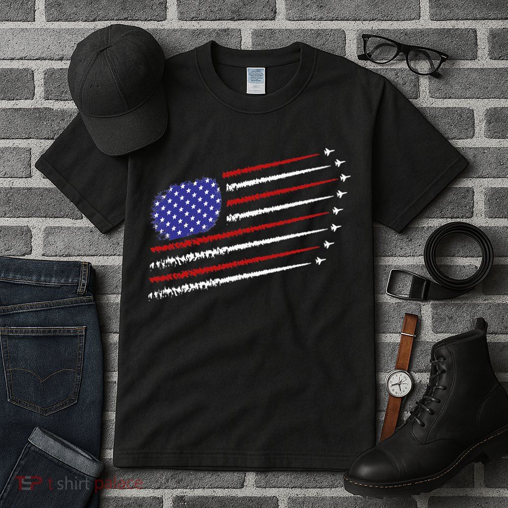 Fighter Jets With USA American Flag 4th Of July Celebration Tall T-Shirt