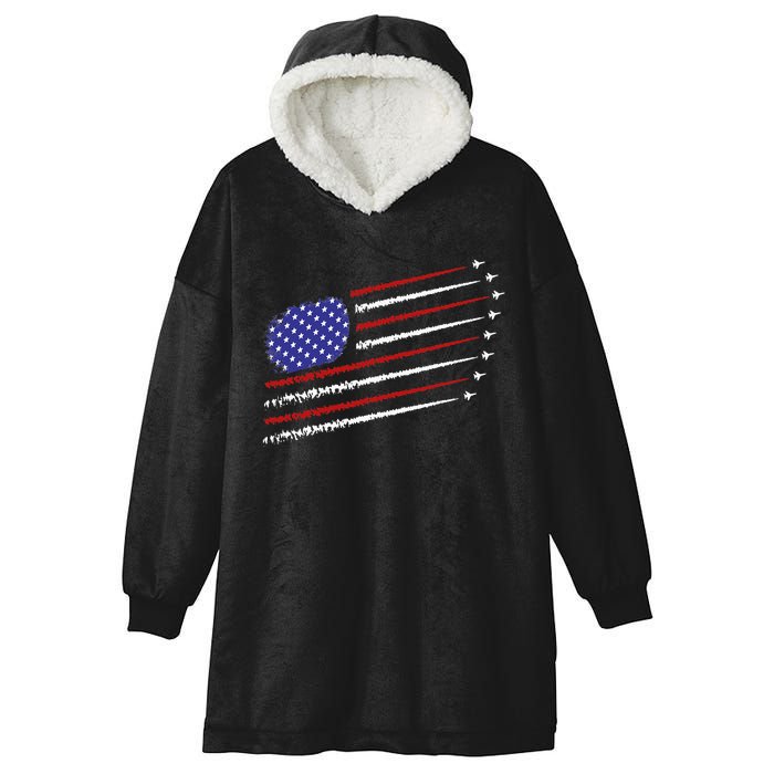 Fighter Jets With USA American Flag 4th Of July Celebration Hooded Wearable Blanket