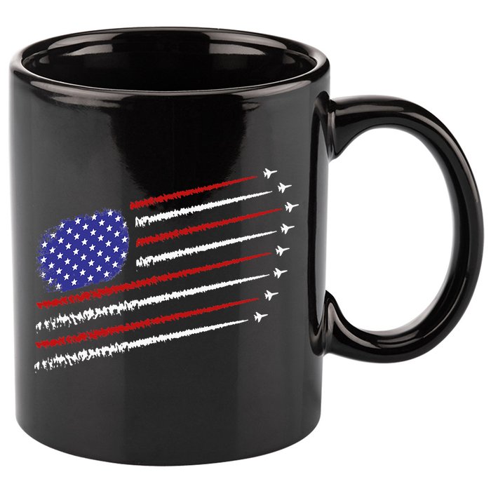 Fighter Jets With USA American Flag 4th Of July Celebration 11oz C Handle Ceramic Mug