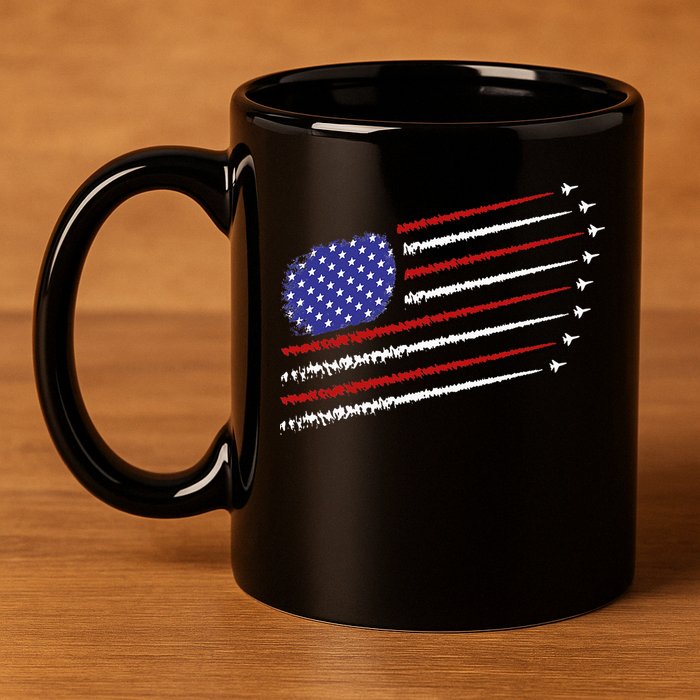 Fighter Jets With USA American Flag 4th Of July Celebration 11oz C Handle Ceramic Mug