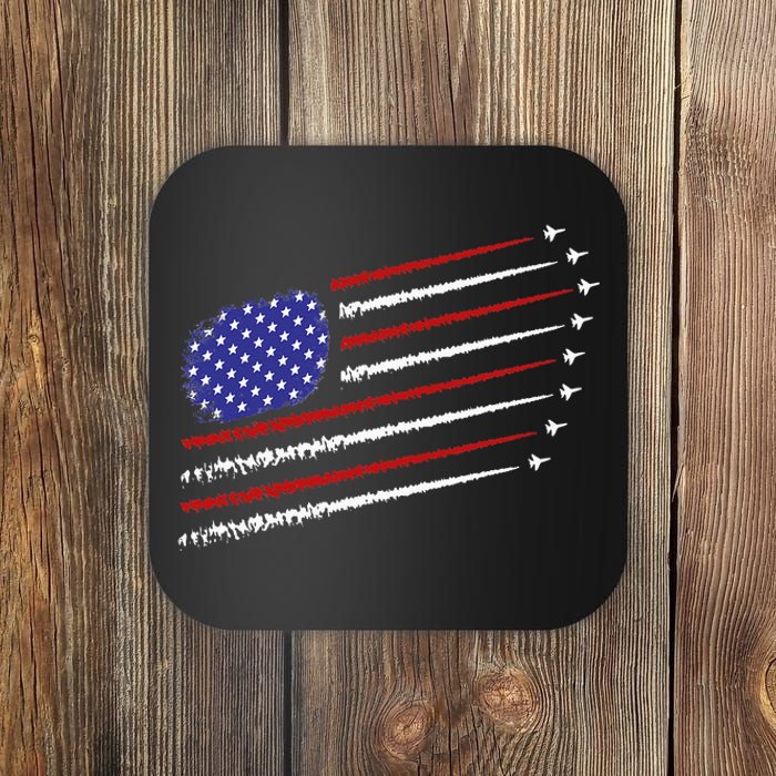 Fighter Jets With USA American Flag 4th Of July Celebration Coaster