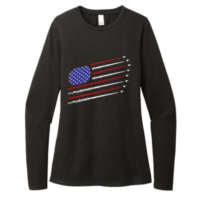 Fighter Jets With USA American Flag 4th Of July Celebration Womens CVC Long Sleeve Shirt