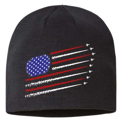 Fighter Jets With USA American Flag 4th Of July Celebration Sustainable Beanie