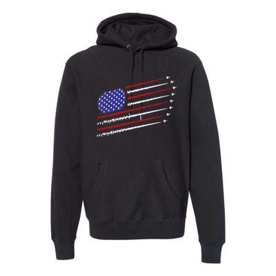 Fighter Jets With USA American Flag 4th Of July Celebration Premium Hoodie