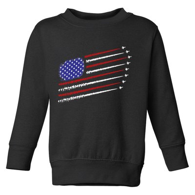 Fighter Jets With USA American Flag 4th Of July Celebration Toddler Sweatshirt