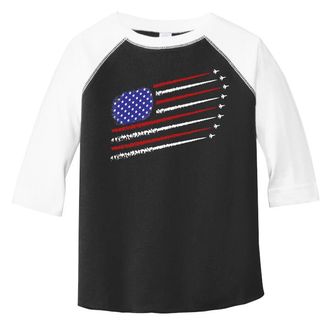 Fighter Jets With USA American Flag 4th Of July Celebration Toddler Fine Jersey T-Shirt