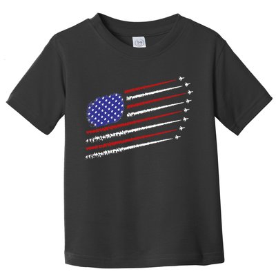 Fighter Jets With USA American Flag 4th Of July Celebration Toddler T-Shirt
