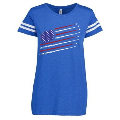 Fighter Jets With USA American Flag 4th Of July Celebration Enza Ladies Jersey Football T-Shirt