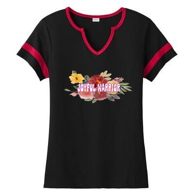 Floral Joyful Warrior For Kamala Harris Walz Madam President Ladies Halftime Notch Neck Tee