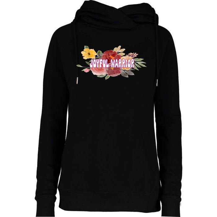 Floral Joyful Warrior For Kamala Harris Walz Madam President Womens Funnel Neck Pullover Hood