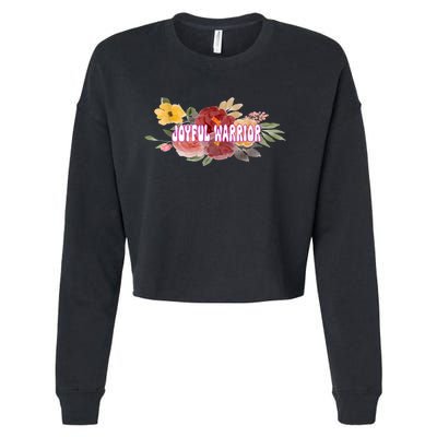 Floral Joyful Warrior For Kamala Harris Walz Madam President Cropped Pullover Crew