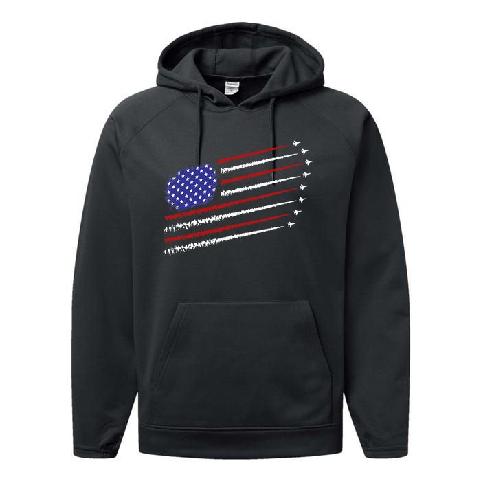 Fighter Jets With Usa American Flag Performance Fleece Hoodie