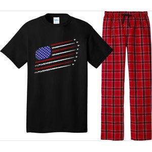 Fighter Jets With Usa American Flag Pajama Set