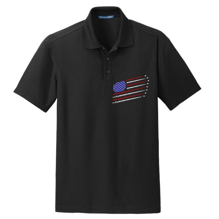 Fighter Jets With Usa American Flag Dry Zone Grid Polo