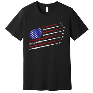 Fighter Jets With Usa American Flag Premium T-Shirt