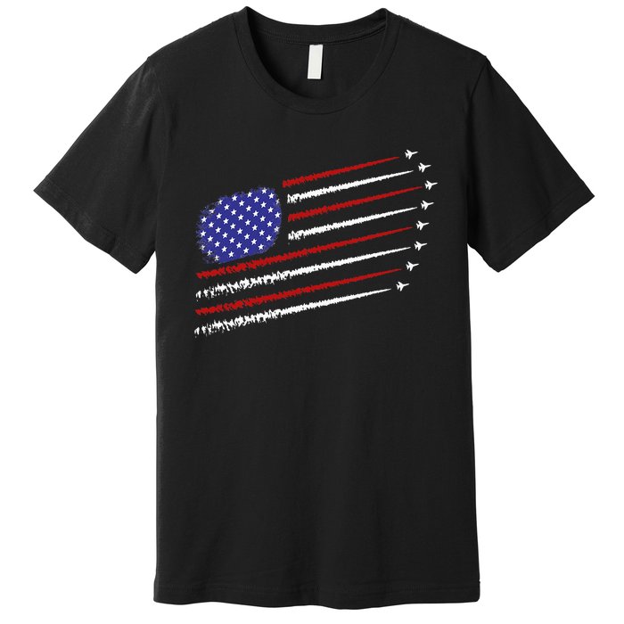 Fighter Jets With Usa American Flag Premium T-Shirt