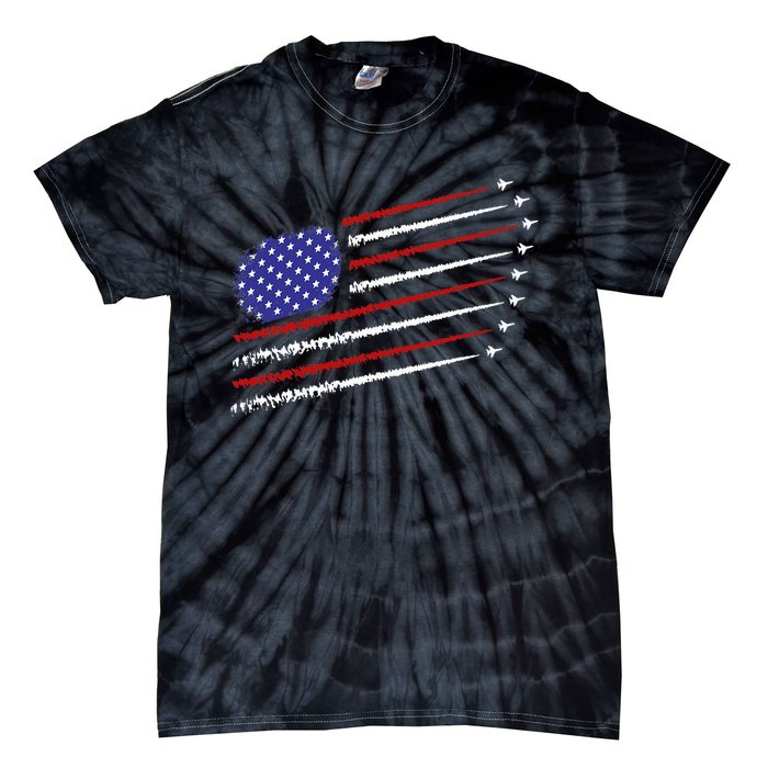 Fighter Jets With Usa American Flag Tie-Dye T-Shirt