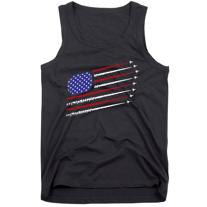 Fighter Jets With Usa American Flag Tank Top