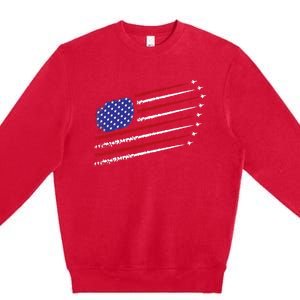 Fighter Jets With Usa American Flag Premium Crewneck Sweatshirt