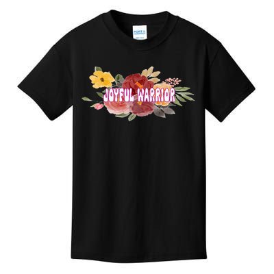 Floral Joyful Warrior For Kamala Harris Walz Madam President Kids T-Shirt