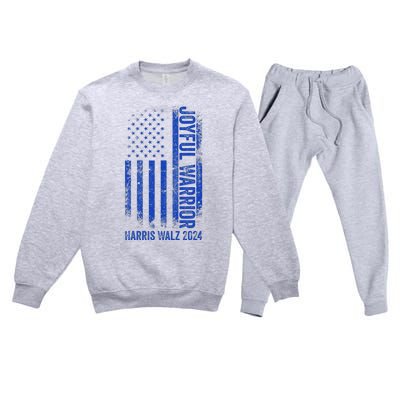 Funny Joyful Warrior Harris Waltz 2024 Usa Flag Premium Crewneck Sweatsuit Set