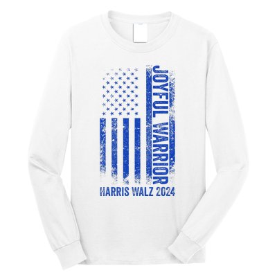 Funny Joyful Warrior Harris Waltz 2024 Usa Flag Long Sleeve Shirt