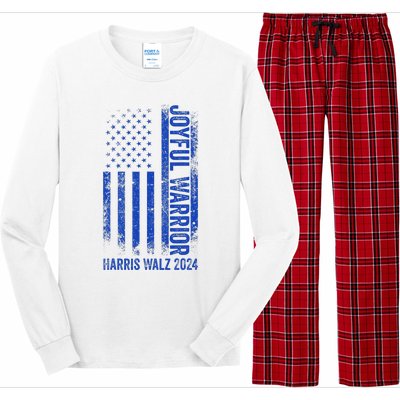 Funny Joyful Warrior Harris Waltz 2024 Usa Flag Long Sleeve Pajama Set