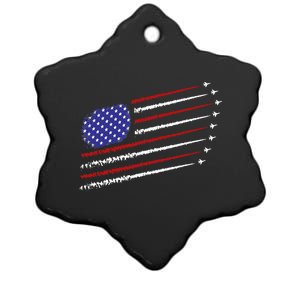 Fighter Jets With Usa American Flag Ceramic Star Ornament