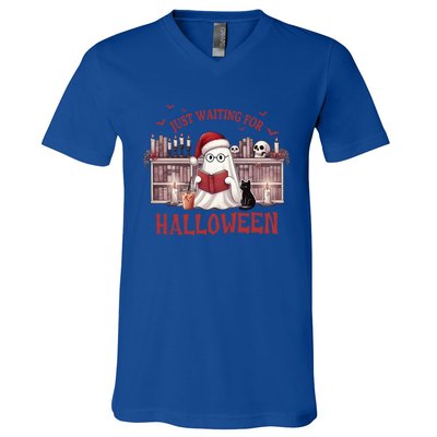 Funny Just Waiting For Halloween Gift V-Neck T-Shirt