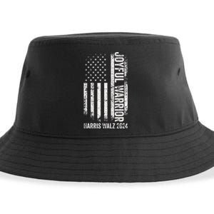 Funny Joyful Warrior Kamala Harris Waltz 2024 Usa Flag Sustainable Bucket Hat