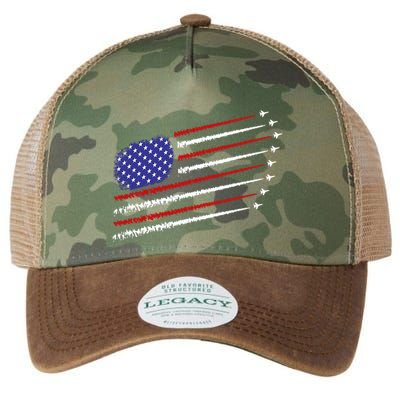 Fighter Jets With Usa American Flag 4th Of July Celebration Legacy Tie Dye Trucker Hat