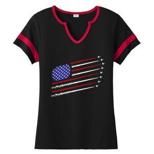 Fighter Jets With Usa American Flag 4th Of July Celebration Ladies Halftime Notch Neck Tee