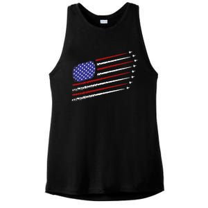 Fighter Jets With Usa American Flag 4th Of July Celebration Ladies PosiCharge Tri-Blend Wicking Tank