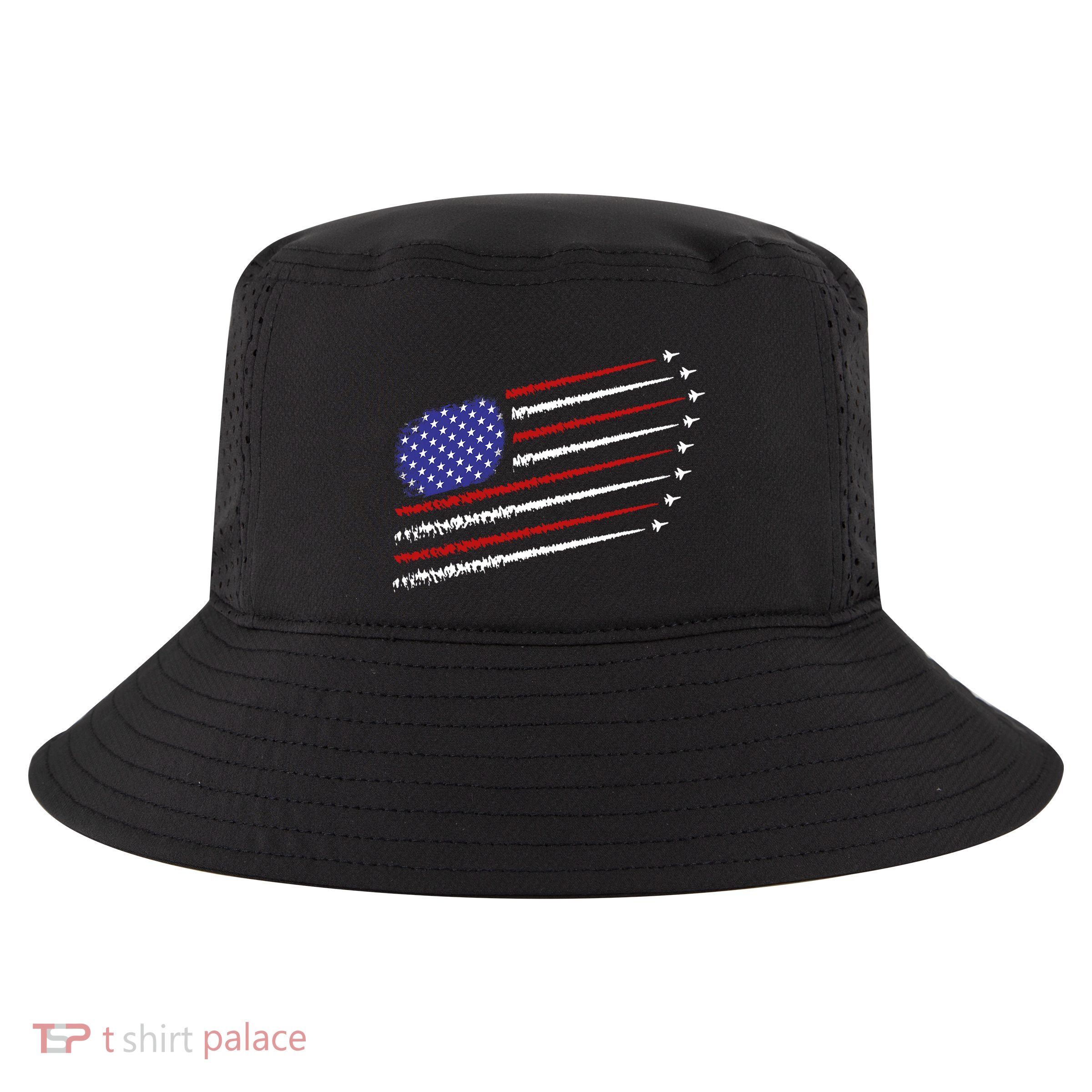 Fighter Jets With Usa American Flag 4th Of July Celebration Cool Comfort Performance Bucket Hat