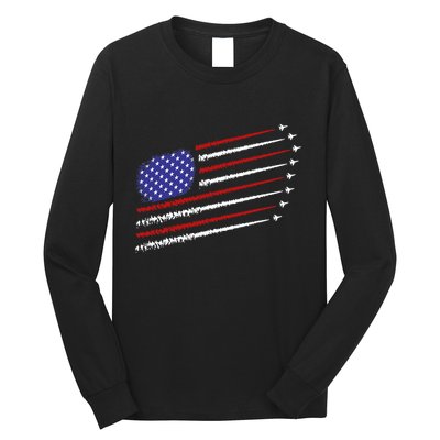 Fighter Jets With Usa American Flag 4th Of July Celebration Long Sleeve Shirt