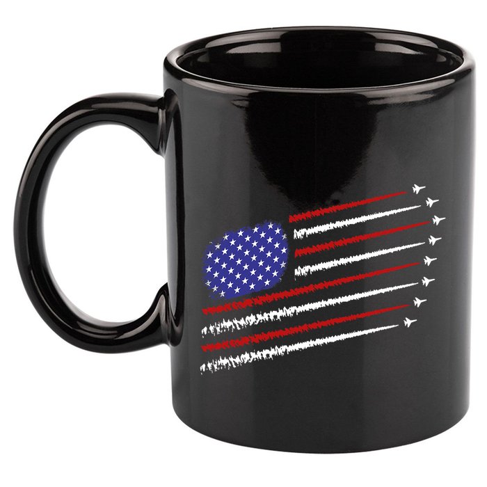 Fighter Jets With Usa American Flag 4th Of July Celebration 11oz C Handle Ceramic Mug
