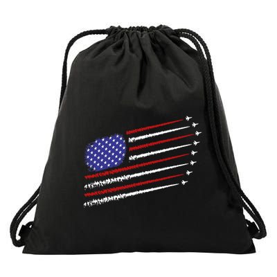 Fighter Jets With Usa American Flag 4th Of July Celebration Drawstring Bag