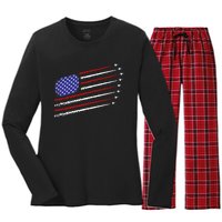 Fighter Jets With Usa American Flag 4th Of July Celebration Women's Long Sleeve Flannel Pajama Set 