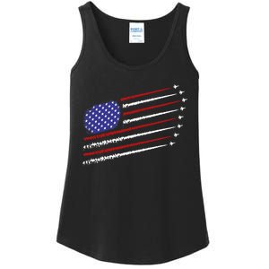 Fighter Jets With Usa American Flag 4th Of July Celebration Ladies Essential Tank