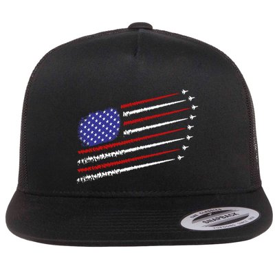Fighter Jets With Usa American Flag 4th Of July Celebration Flatbill Hat