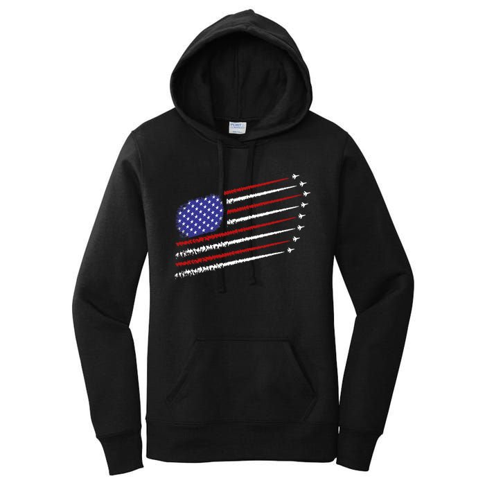 Fighter Jets With Usa American Flag 4th Of July Celebration Women's Pullover Hoodie