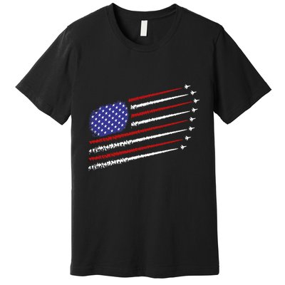 Fighter Jets With Usa American Flag 4th Of July Celebration Premium T-Shirt
