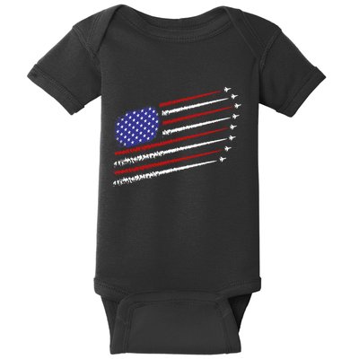 Fighter Jets With Usa American Flag 4th Of July Celebration Baby Bodysuit