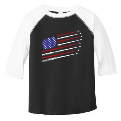 Fighter Jets With Usa American Flag 4th Of July Celebration Toddler Fine Jersey T-Shirt