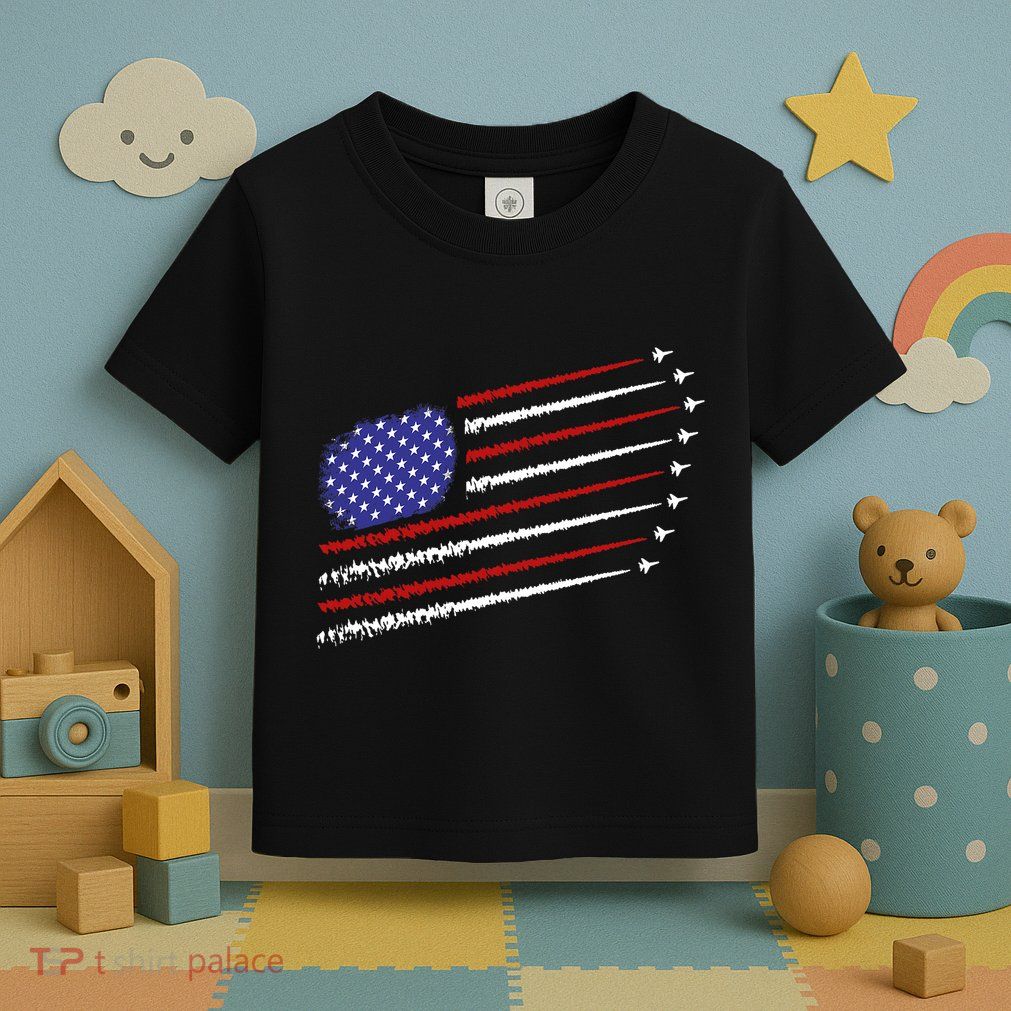 Fighter Jets With Usa American Flag 4th Of July Celebration Toddler T-Shirt