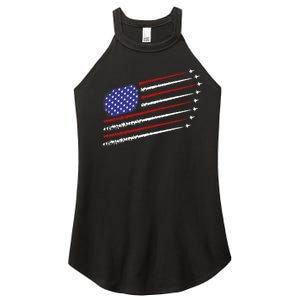 Fighter Jets With Usa American Flag 4th Of July Celebration Women's Perfect Tri Rocker Tank